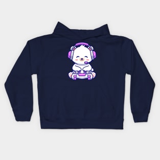 Cute Baby Polar Bear Gaming Cartoon Kids Hoodie